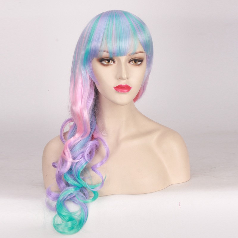 LOL-08 wig rambut palsu lolita cosplay harajuku daily 3 warna pastel biru pink