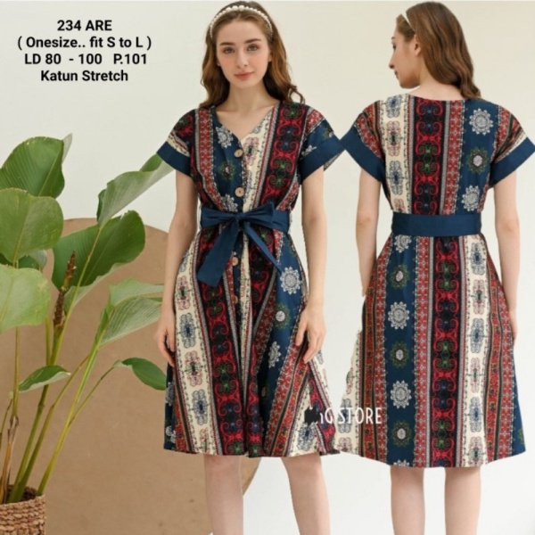 Unik Batik Dress Kancing Depan  Dress Batik Menyusui  Dress Batik Casual - Standar Diskon