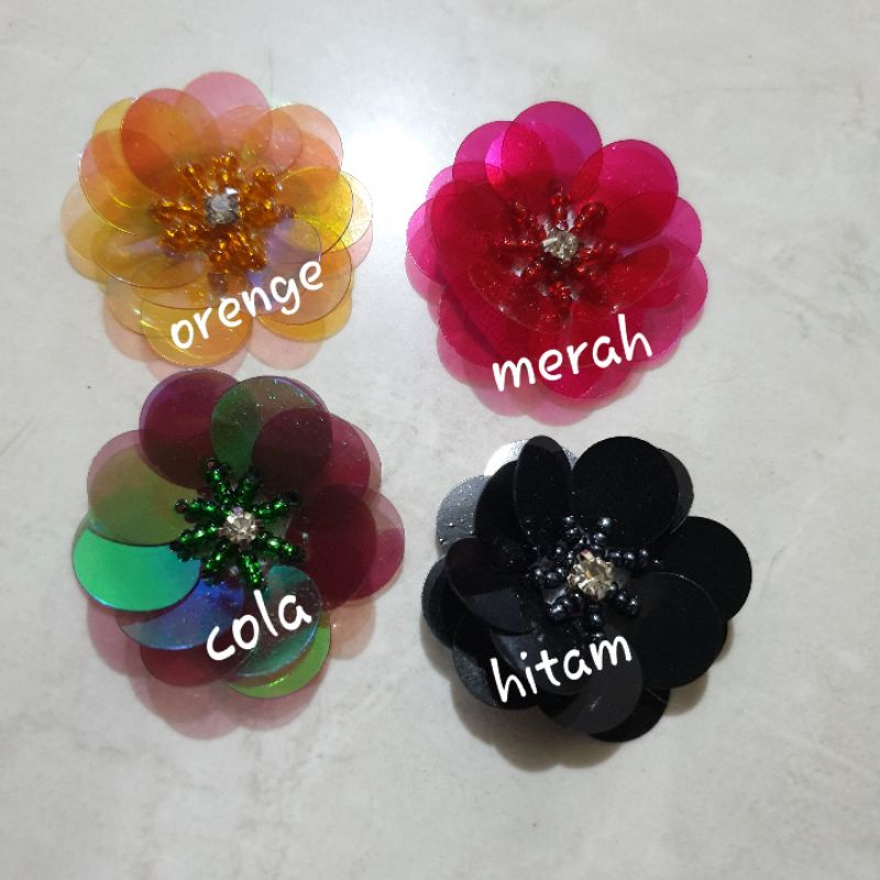 Bunga Payet Teratai +-3,5 cm/per 5 pcs
