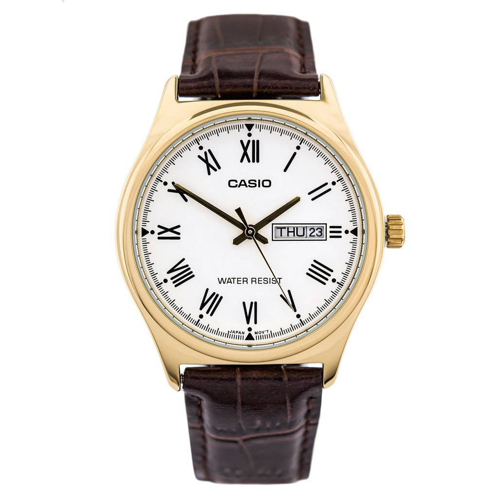 Casio Original Pria MTP-V006GL-7BUDF Leather Strap