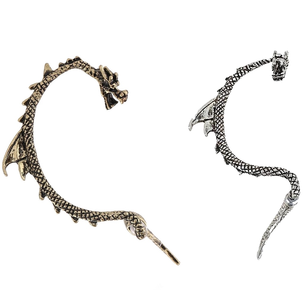 Hu Hu Hu Hu Hu Alat Bantu Pasang Kacamata♡ 1pc Anting Tusuk Bentuk Naga Bahan Alloy Gaya Retro Punk Untuk Wanita