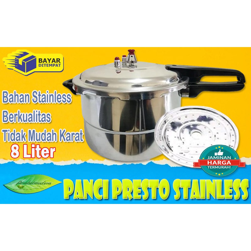 [ COD ] Panci Presto 8 Liter / Panci Presto Stainless steel 8 Liter / panci ungkep rebus melunakkan ayam daging sapi kambing sate