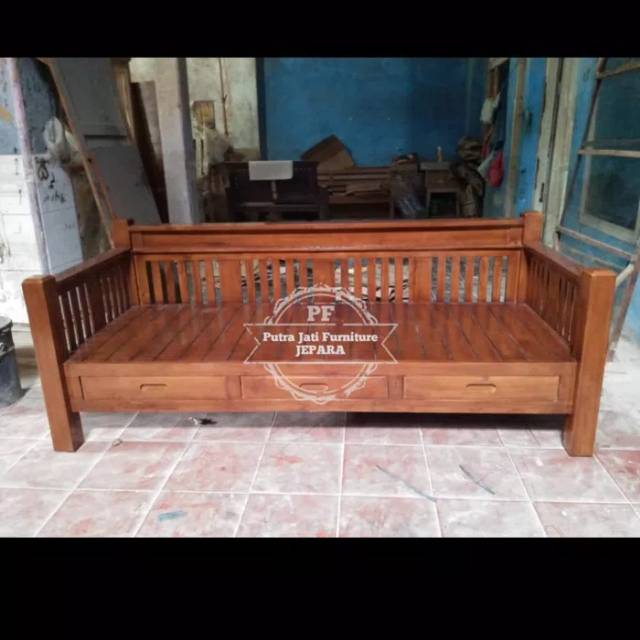 Bangku Tv Jati, Bale Bale Risban Kayu Jati Jepara Free Ongkir