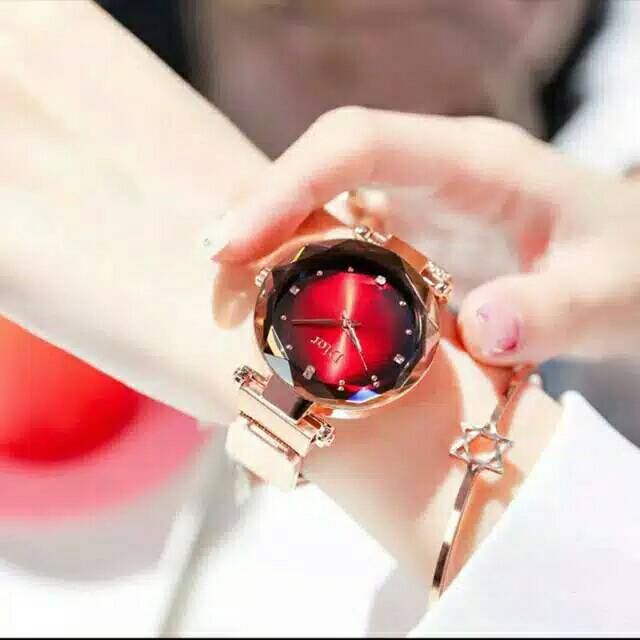 Terima Cod)Jam Tangan Wanita ( D Plat Warna) Strap Magnet (Dikirim Dari Jakarta)