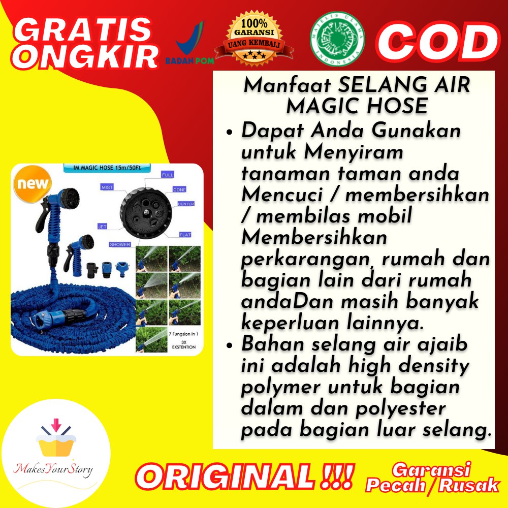 SELANG AIR MAGIC HOSE 15M/50FT SELANG AIR METER SELANG AIR ELASTIS SELANG AIR 50 METER