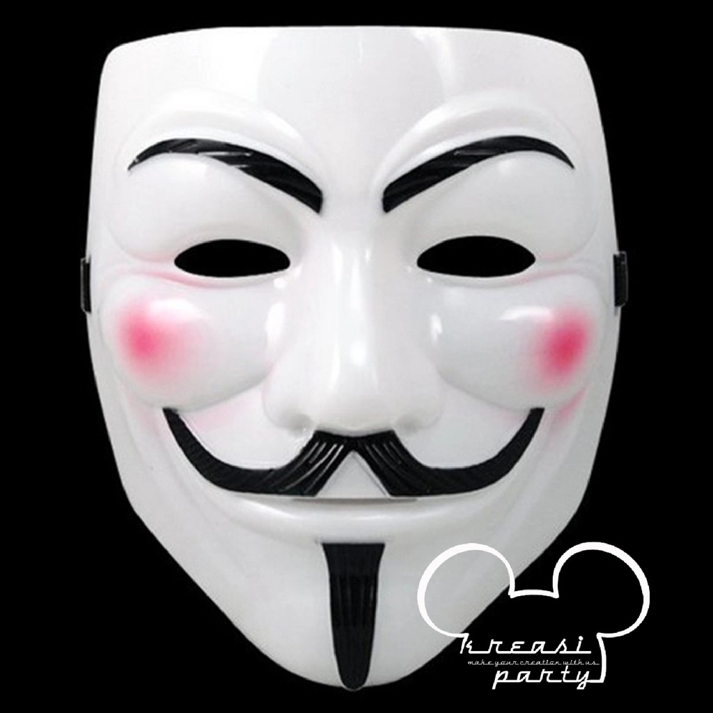 Topeng V For Vendetta Putih / Mask Anonymous Vendetta Guy Fawkes / Topeng Pesta