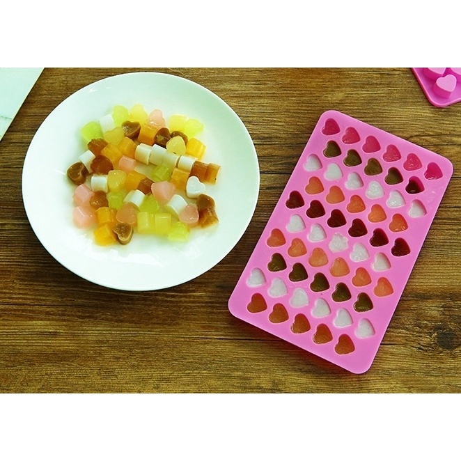 CETAKAN ES BATU SILIKON PINK BENTUK LOVE LA108P3 JELLY PUDING COKLAT AGER SILICON ICE CUBE TRAY MOLD SERBAGUNA