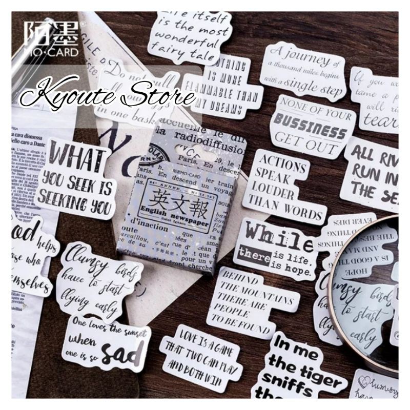 

46 pcs Sticker Deco English Quotes Simple Tipografi Lettering Scrapbook DIY Bujo Planner Diary HP