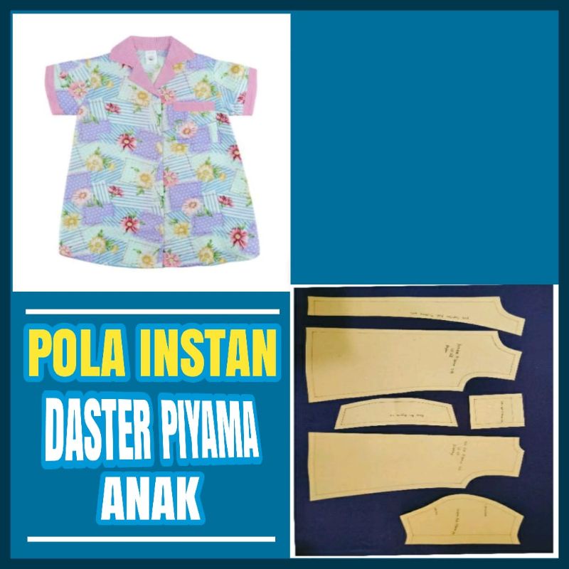 Pola baju instan Daster piyama anak _ pola jiplak ,pola sudah di potong pola sudah ada kampuhnya_ po