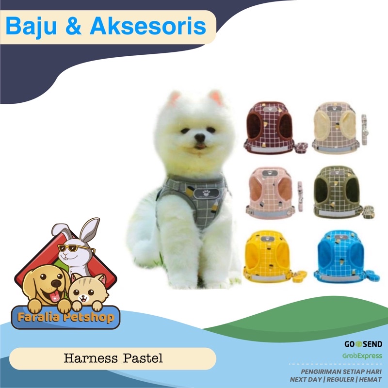 Harness Jaket Kucing Anjing Tali Tuntun Cat Dog  Pastel Glow in the Dark Pastel