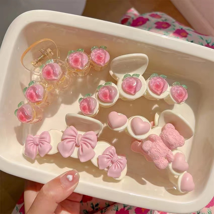 Jepit Rambut Bentuk Pita Besar Warna Pink Transparan Gaya Korea Untuk Musim Semi