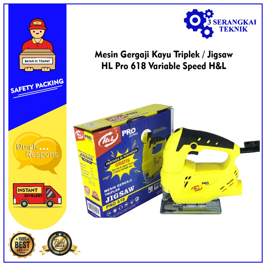 Mesin Gergaji Kayu Triplek Jigsaw HL Pro 618 Variable Speed HL