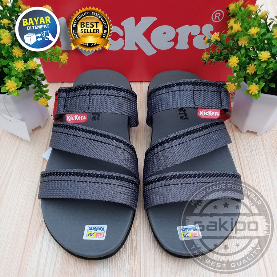 PROMO 4.4 MEGA SALE !! SANDAL PRIA DEWASA SLIDE BISBAN RING ABU KICKERS MURAH / SAKIPO