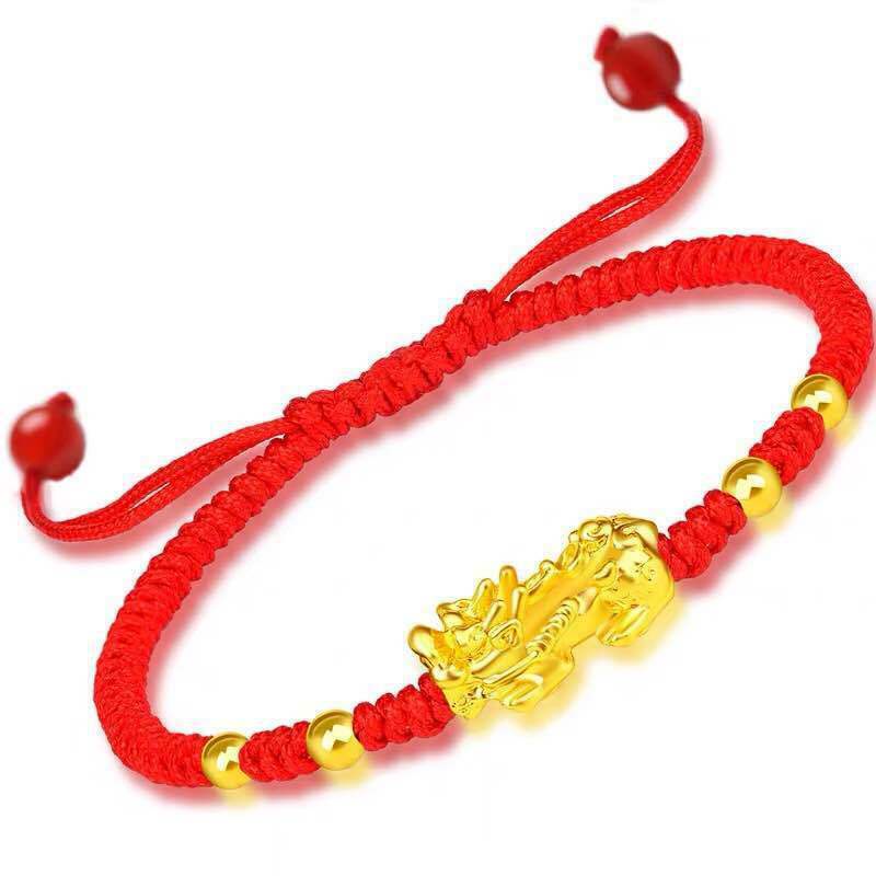 Gelang Tali Kepang Handmade Adjustable Warna Merah Untuk Pria / Wanita