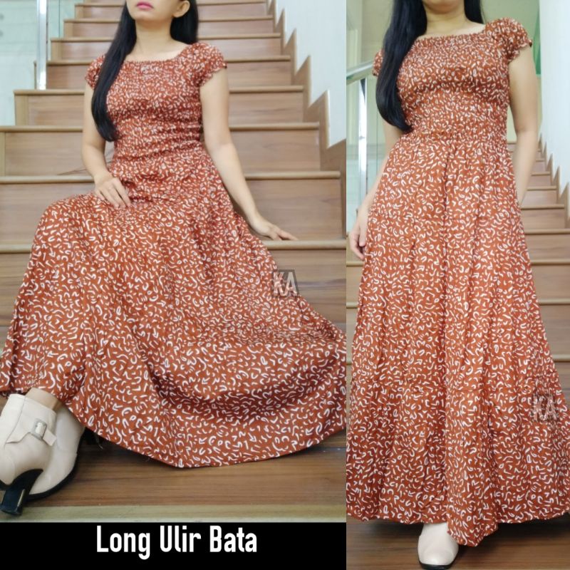 Longdress Bali Viral Rayon Adem Model Kerut Dada Daster Panjang Uli