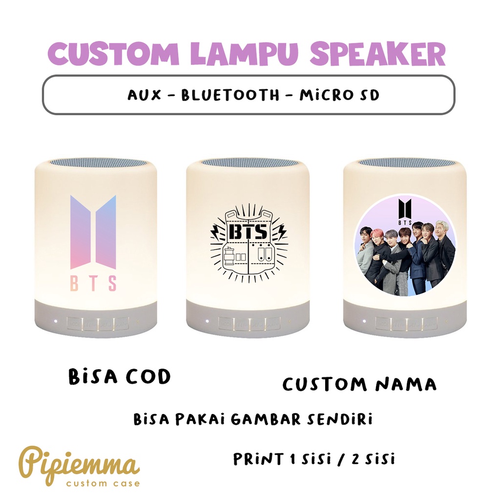 Speaker Lampu Bluetooth Custom Suka Kado Souvenir Merchandise Print Satuan