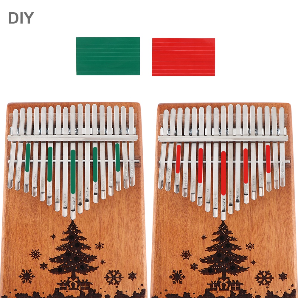 Alat Musik Kalimba 17 Tuts Bahan Kayu Mahoni Motif Pohon Natal Mbira