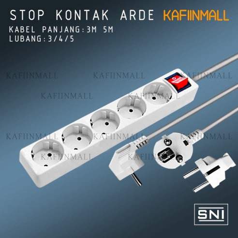 SNI STOP KONTAK 3/4/5LUBANG + KABEL PANJANG 3M &amp; 5M / STOP KONTAK KABEL COLOKAN