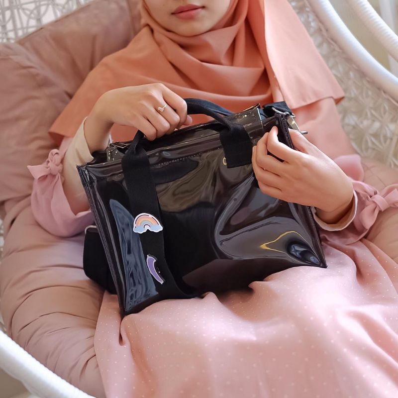 Zuhra Clear Bag PVC Black by Vanilla House