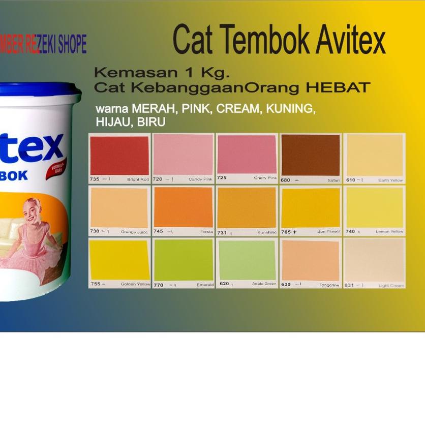 (Merah,Pink,Kuning,Cream,Hijau) Plafon Gypsum Avitex Interior 1kg Avian Brands
