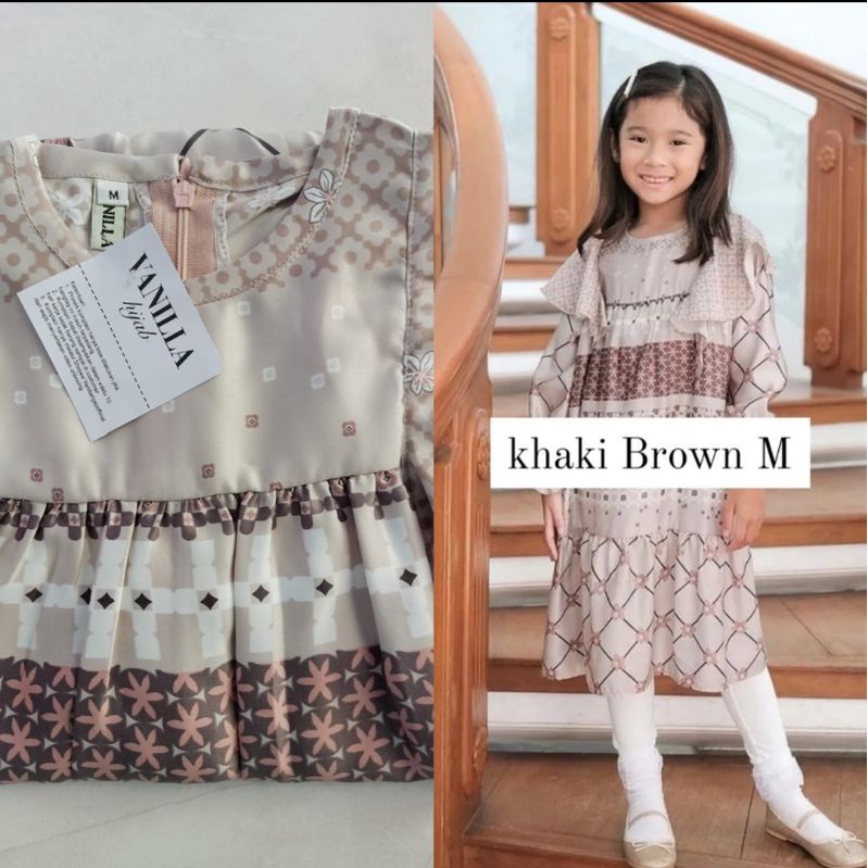SALE Khayalan Dress anak Vanillahijab Khakibrown M