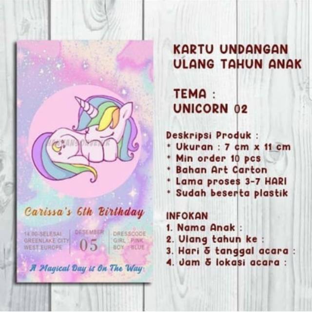 KARTU UNDANGAN ULTAH ANAK UNICORN 2