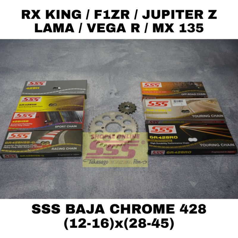 GIRSET 1SET GIR RANTAI SSS TIPE 428 STANDAR SB HSB HSBT HMX LO RO RX KING F1ZR JUPITER Z VEGA MX 135