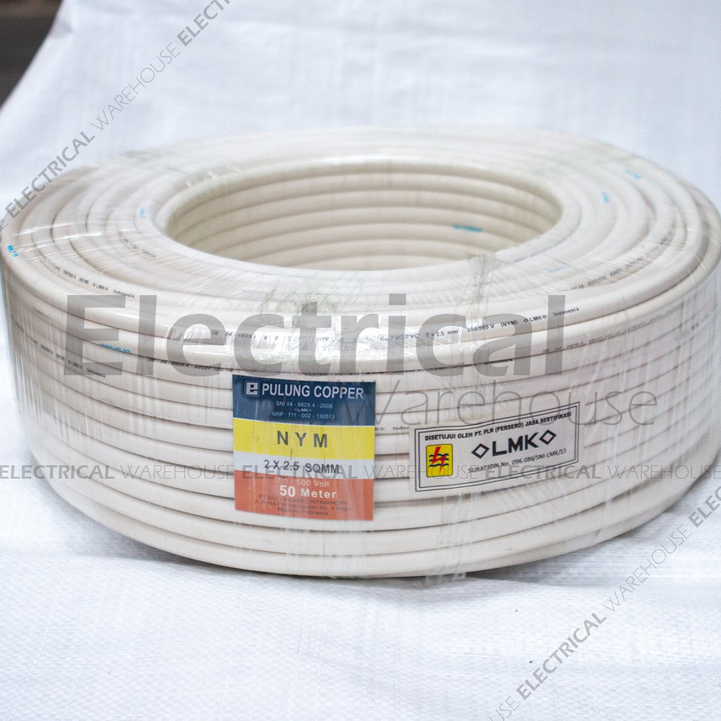 Kabel Listrik NYM 2x2.5mm2 PULUNG 50 Meter ( 2x2,5 2x2.5mm 2x2.5 mm 2 x 2.5 mm2 50M )