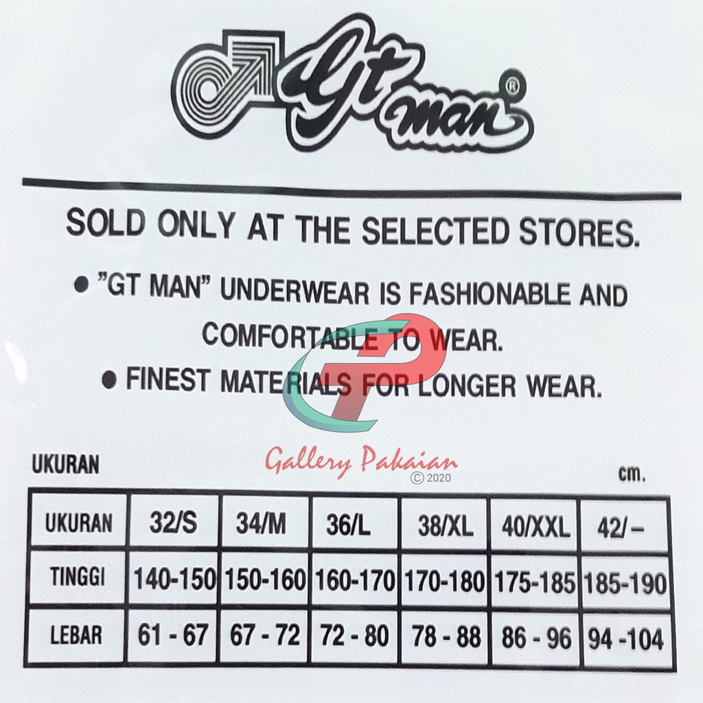 Celana Dalam  GT-MAN  Style 704 BW murah selempak pria dewasa celana dalam gt man original murah