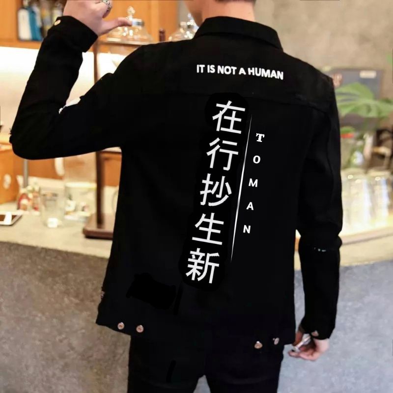JACKET JEANS JAKET HITAM SABLON TOMAN JAKET ZOMAN JAKET DENIM ZOMAN TOKYO REVENGERS JAKET PRIA JAKET