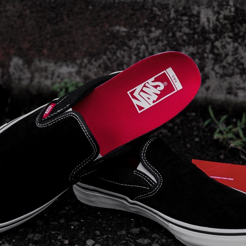 VANS SLIP-ON PRO BLACK WHITE ORIGINAL 100%