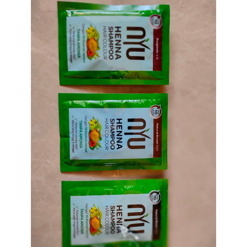 NYU Henna Shampoo Hair Colour Sachet Pewarna Rambut 4pcs x 20ml