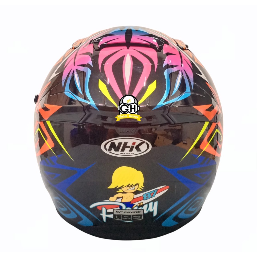 NHK HELM GP PRIME DDRING REMY TRIBE #2 BLACK GLOSSY DOUBLE VISOR + INCLUED PAKET PEMBERSIH HELM