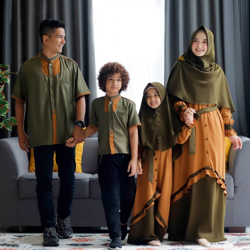 Terbaru 2022 Couple Gamis Keluarga Syari Muslim Rayya Dan Koko Pria Dewasa Eksklusif Bahan Premium B