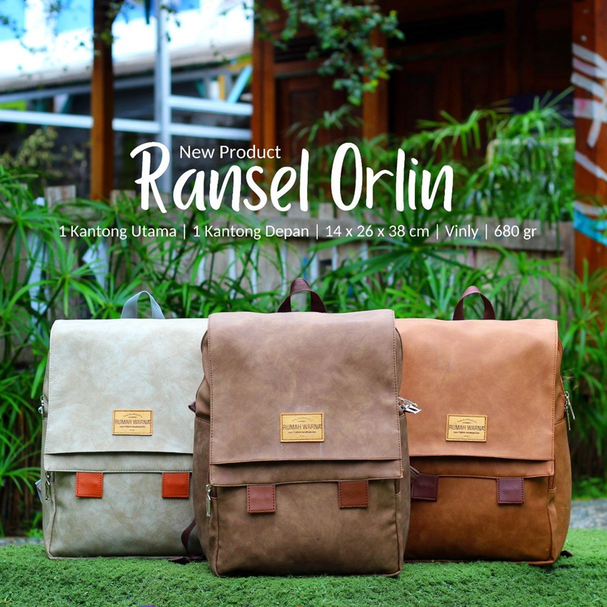 Rumah Warna Tas Ransel ada slot Laptop Size 25.5 x 14.5 x 40 cm Orlin
