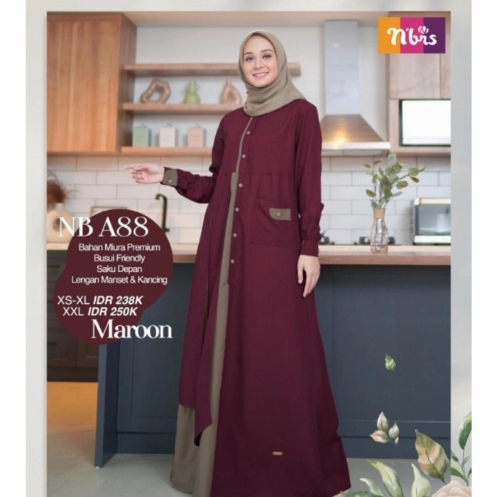 PREMIUM SALE BAJU GAMIS ORI NIBRAS NB A88 - BROWN, S