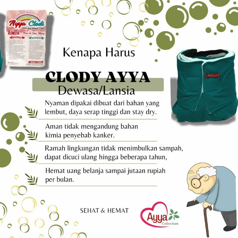 CLODY DEWASA AYYA (1 SET = 1 CELANA &amp; 2 INSERT)