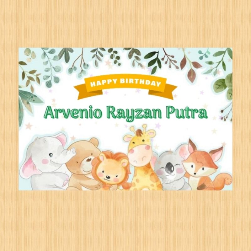 Spanduk ANIMAL ZOO JUNGLE banner ANIMAL ZOO JUNGLE spanduk banner ultah anak background custom ulang