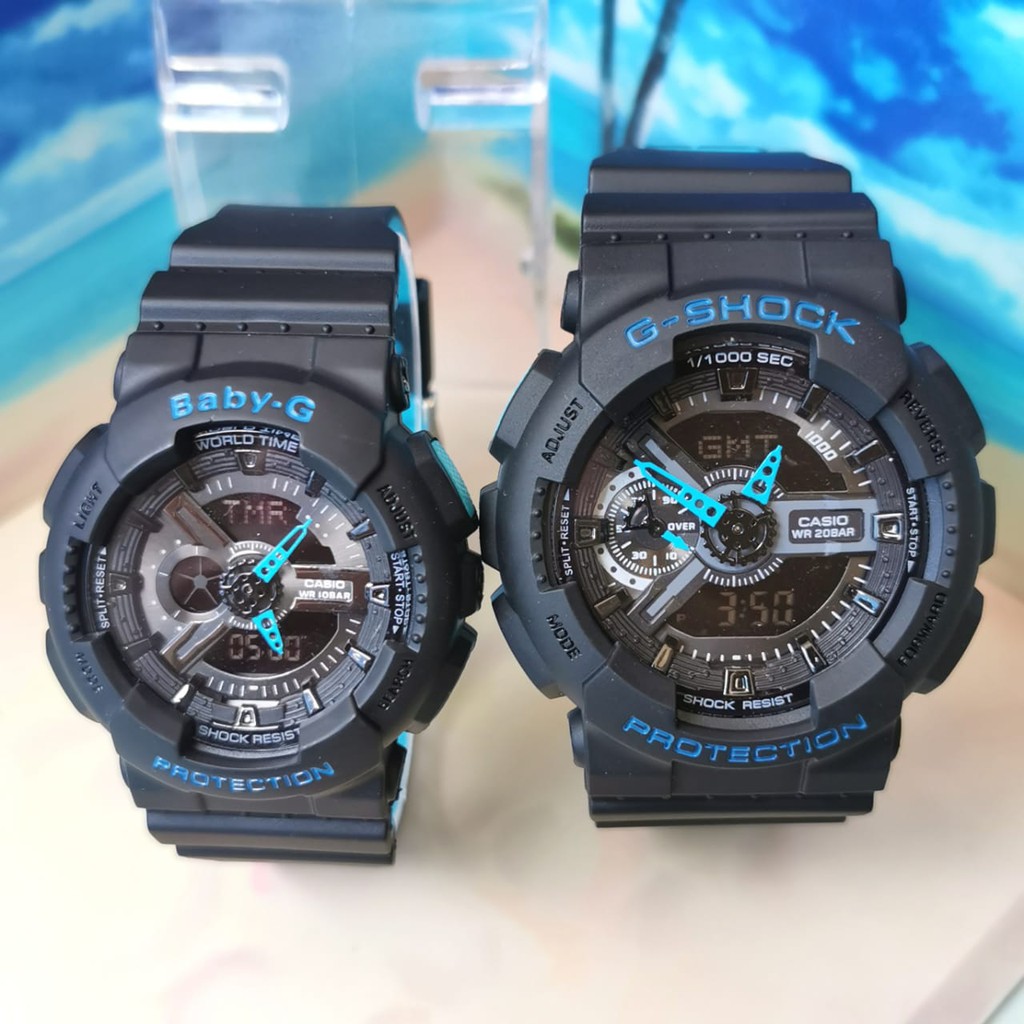 Jam tangan COUPLE Biru G-shock Casio pasangan wanita & pria samaan digital