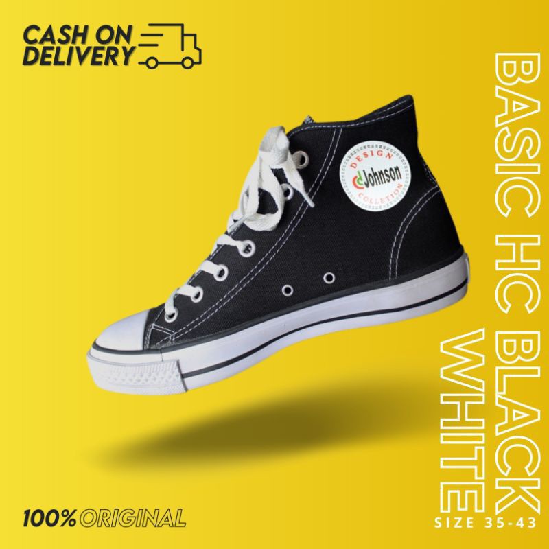 Sepatu Jhonson Basic High Hitam Putih Sepatu Johnson Basic Sepatu Jonson Low Basic