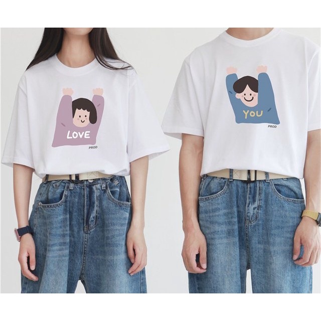 MYSTIQUE.ID-BAJU KAOS COUPLE LOVE YOU T-SHIRT LUCU DAN AESTHETIC