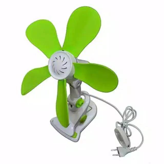 Mini fan jepit 5 baling2 hijau 26w bisa di meja