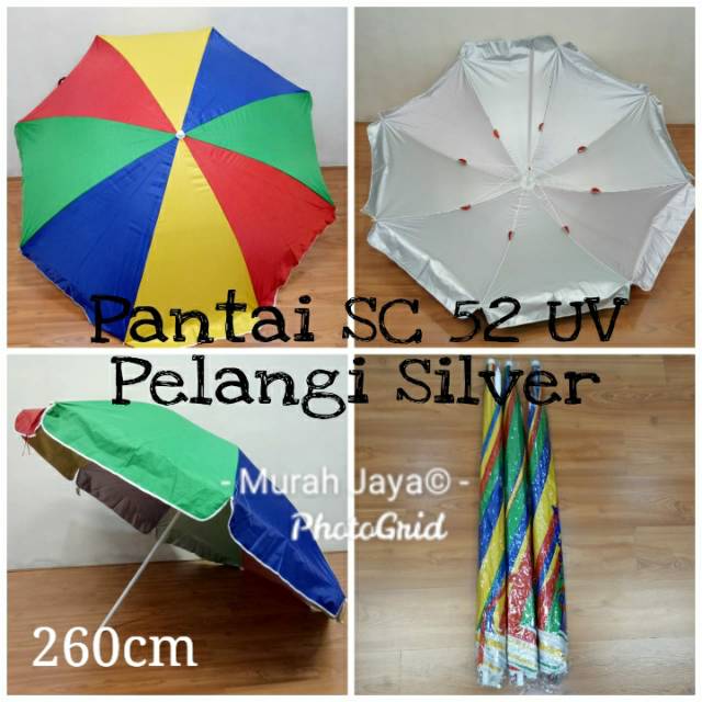 Payung Tenda / Pantai / Cafe / Parasol warna Pelangi ukuran 260 cm