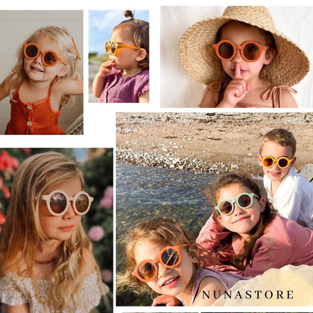 Nuna Store Kacamata Runden / Kacamata Hitam Bayi / Kacamata Bulat Anak / Kacamata Anak Fashion / Kacamata Bayi Anti Ultraviolet