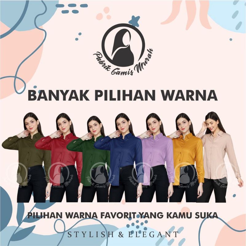 Kemeja Polos Basic Atasan Blouse Wanita Casual  Kombinasi / Kemeja Polos Kekinian Korean Style
