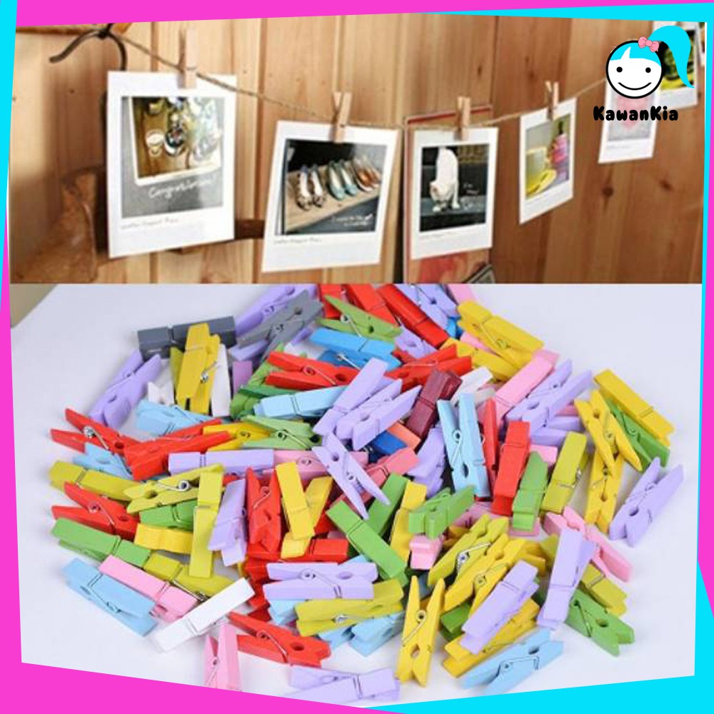 Jepitan Foto Kayu Warna Warni Klip Kayu Penjepit Foto Jepitan Klip Baju Jemuran/Wooden