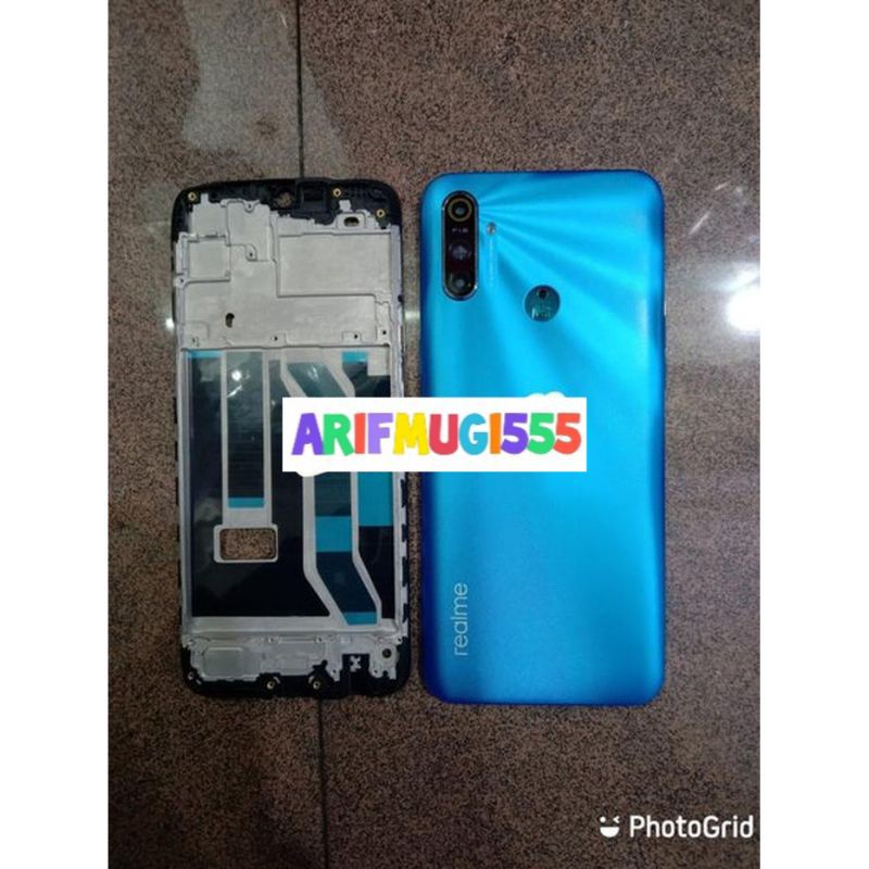 FRAME+BACKDOOR KESING CASING HOUSING FULLSET REALME C3 PLUS TOMBOL POWER ON OFF ORIGINAL