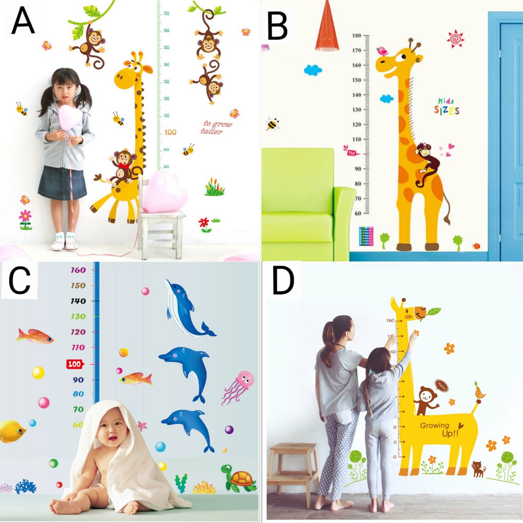 RELIZA Wall Sticker Pengukur Tinggi Badan Anak Animal Seri Baru Stiker Dinding LDR20