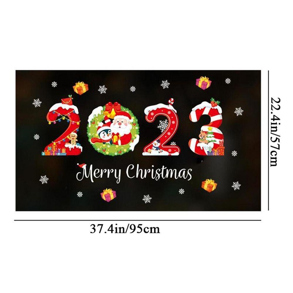 [Elegan] Decals Elk Santa Claus 2023tahun Baru DIY Pesta Hadiah Merry Christmas Stiker Dinding