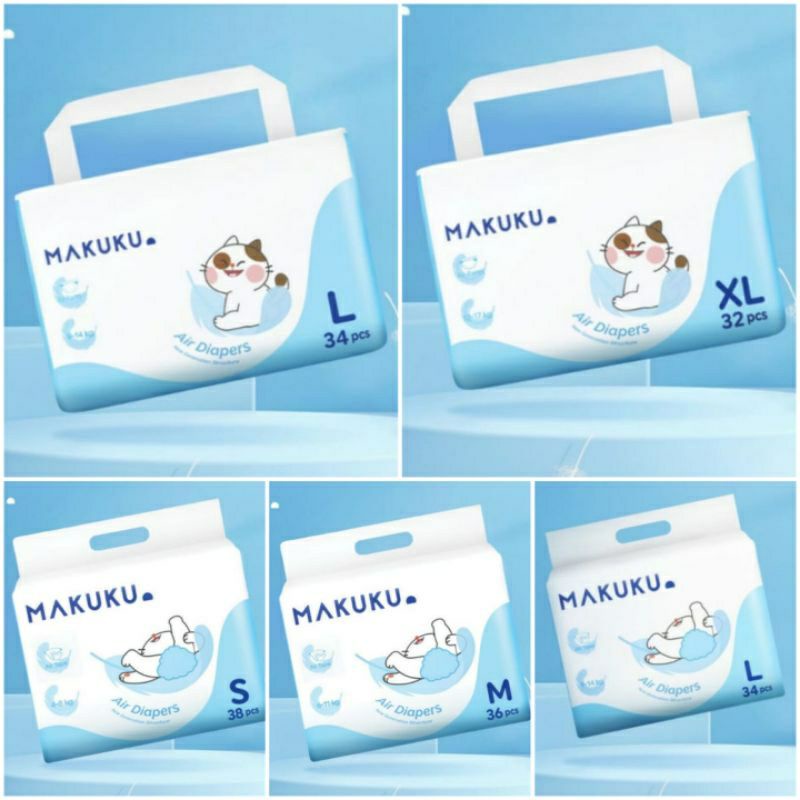 kemasan lama makuku baby diapers tape S38 M36 L34